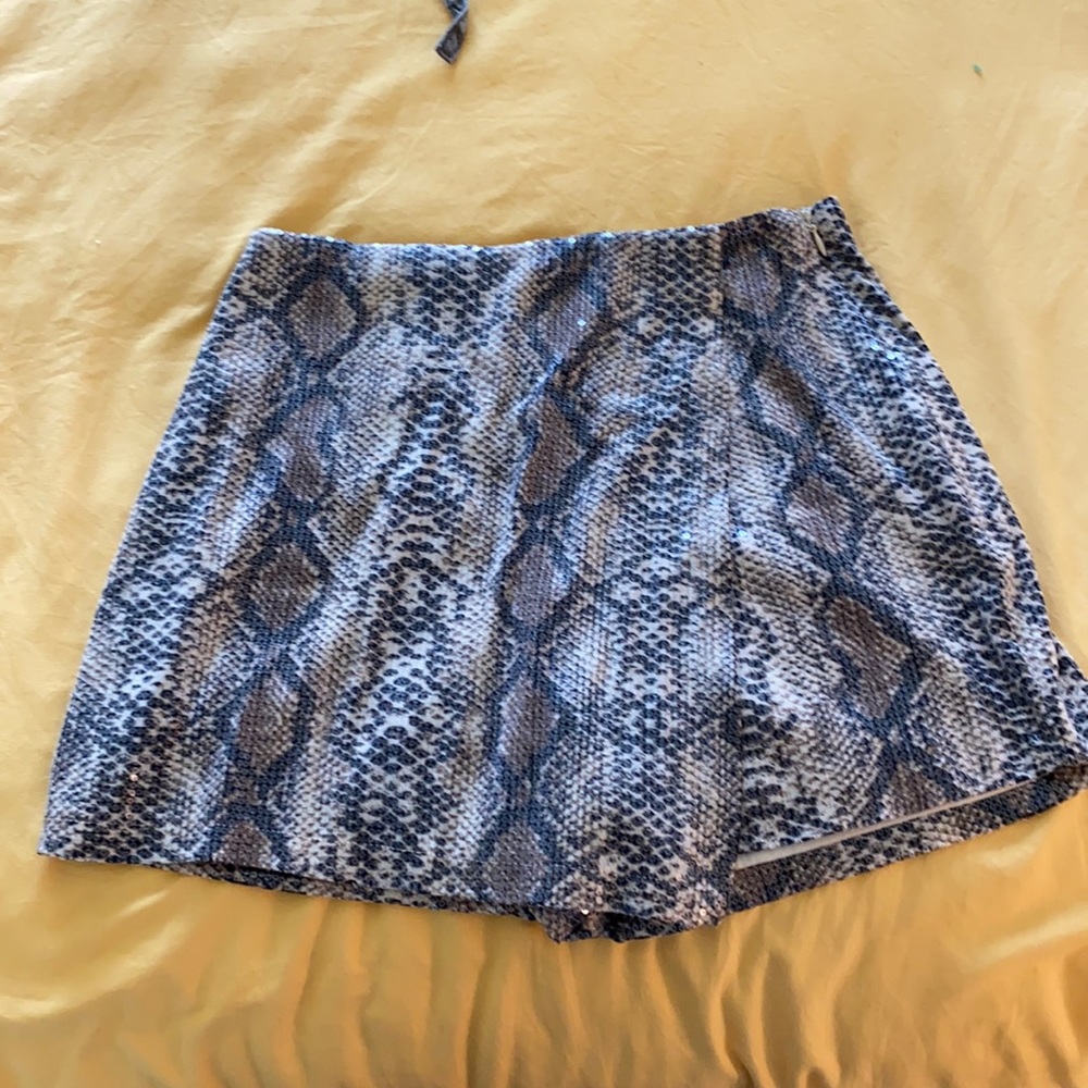 sequin snakeskin skort